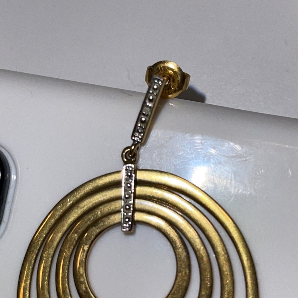 Solid Sterling Silver Yellow Gold Plated Earrings - image 5